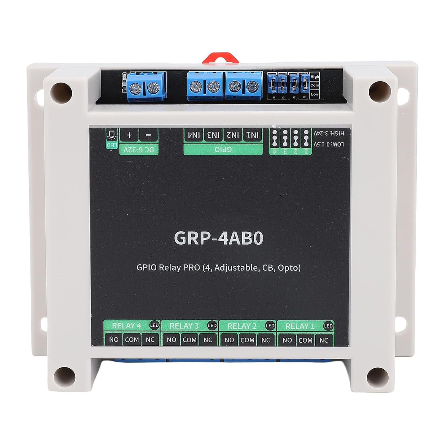 Yoidesu GPIO Relay Module, ABS GPIO Relay Switch Board DIN Rail for Smart Home (GRP-4AB0)