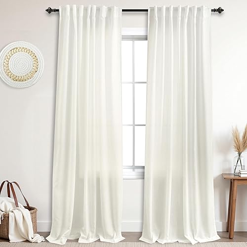 Miniatura 266 de KOUFALL Cortinas transparentes de lino de 90 pulgadas, cortinas para Sala Modernas 2025 De Lino Elegantes, cortinas personalizadas con pestaña