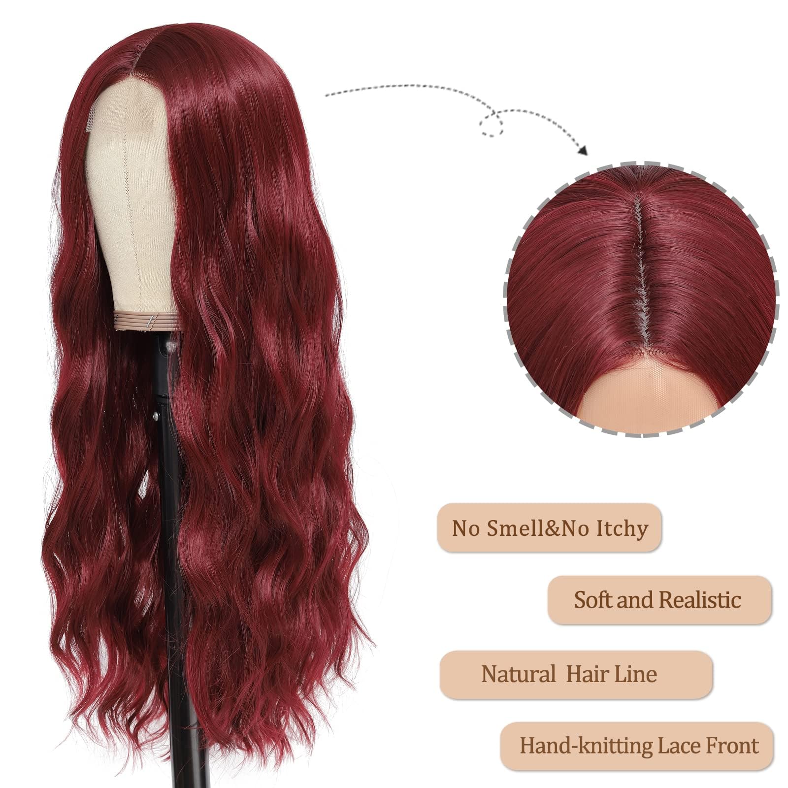 Long Wavy Wigs for Women 28”/70cm Long Curly Wigs Middle Part with No Bangs Synthetic Hair Fiber Curly Wigs Charming Full Hair Heat Resistant Fiber Wig for Daily Party Cosplay Use(#15) - Image 2