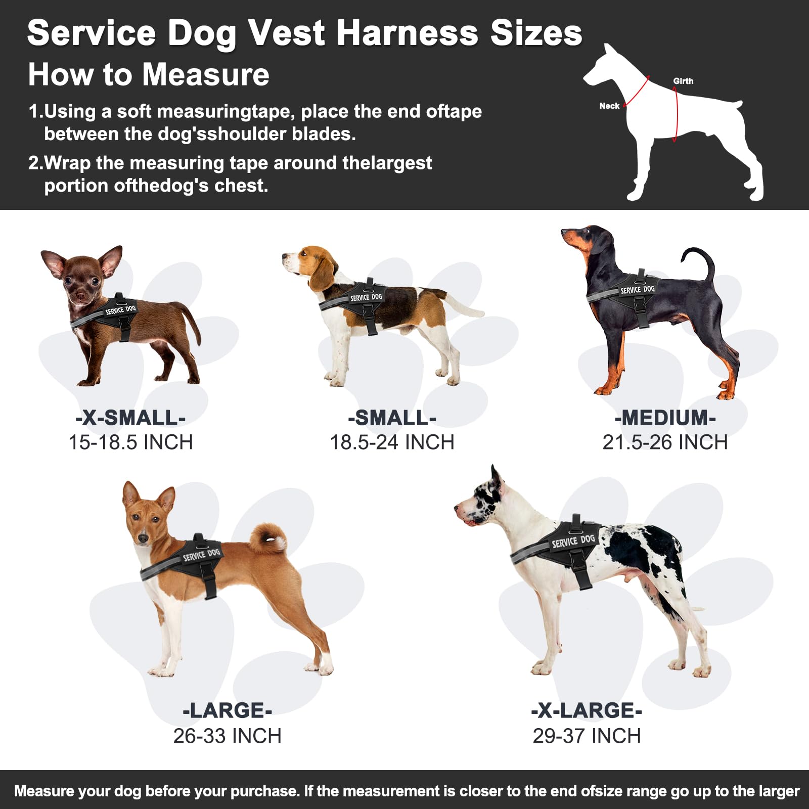 VOOPET Service Dog Vest Harness+ ID Tag and Leash Set+6 Patches,No Pull&Adjustable Reflective Dog Harness for Training,Suitable for Small Medium and Large Dogs. - image 2