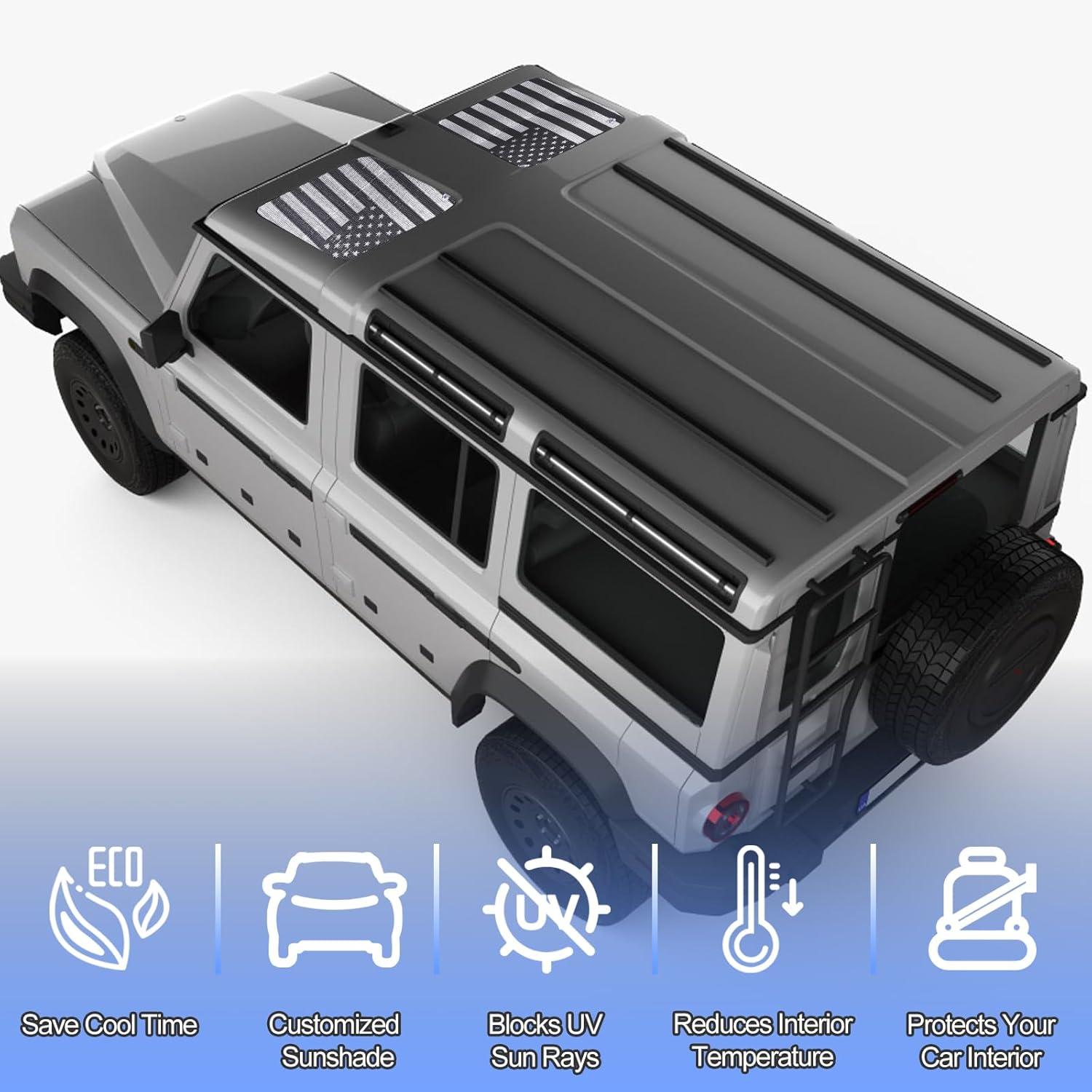 Sunroof Sunshade for INEOS Grenadier 2020-2025 Accessories Car Roof Cover Foldable Roof Sun Shade UV Reflector Glare HeatShield Sun Visor Blocker Moonroof Shield Cover Privacy Protector (Black)