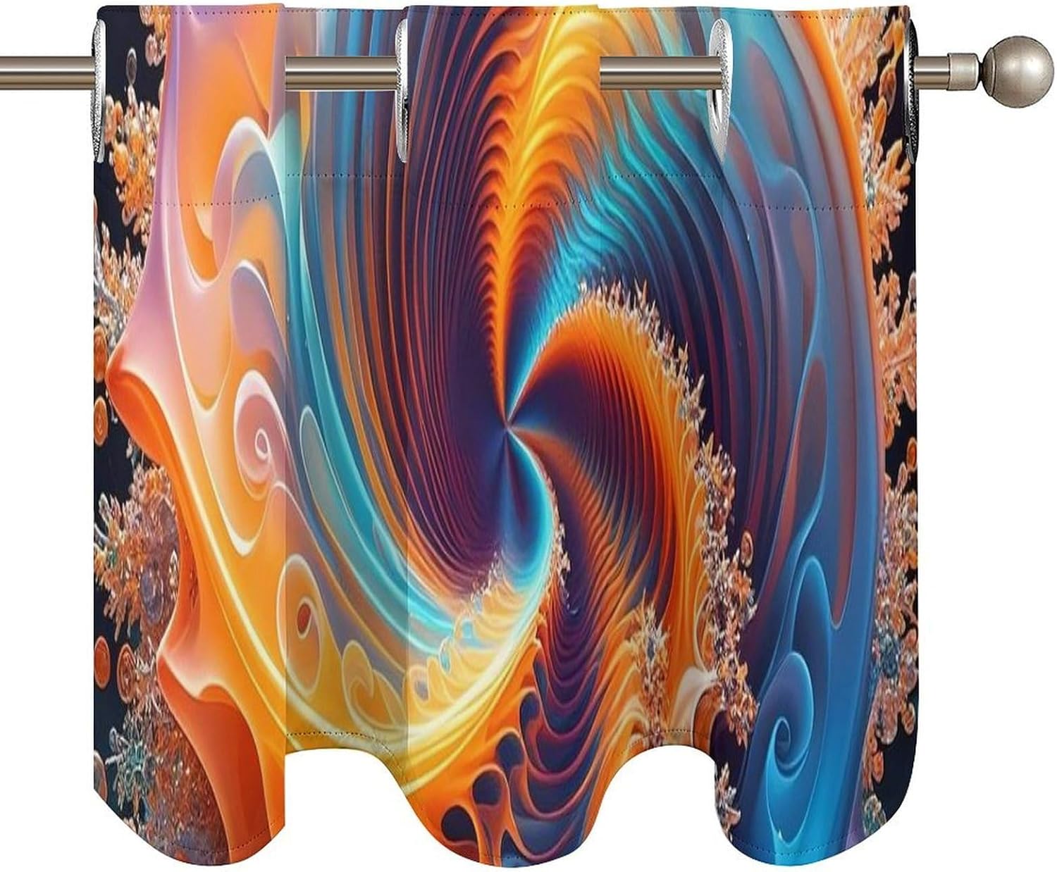 Colorful Spinning Valance for Windows, 2 Pack Kitchen Curtains Modern Home Decor, Soft Blackout Window Curtains for Living Room & Bedroom, 18 X 52 Inch