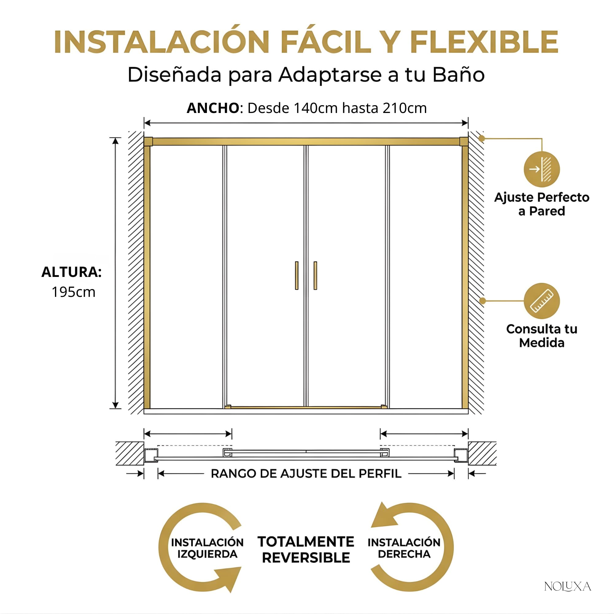 IMEX - Mampara Ducha Dos Puertas Frontal 2 Fijas + 2 Correderas 160cm Cromada | Mampara de Cristal Reversible y Antical con Ancho Adaptable 156 a 161cm | Perfilería de Aluminio con 195cm de Altura