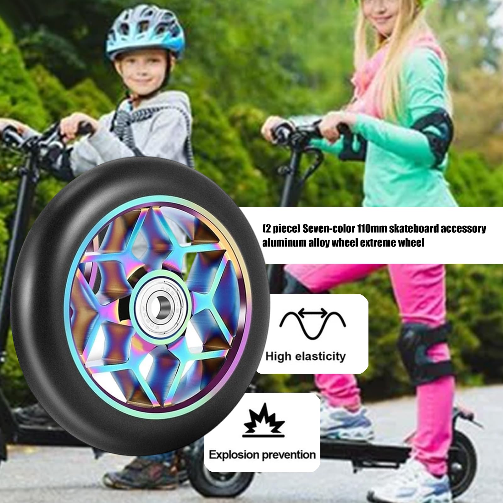 Roues de Remplacement pour Scooters, 2 Lots, avec roulements, en Alliage d ' Aluminium, pour Un Cyclisme agressif, durabilité