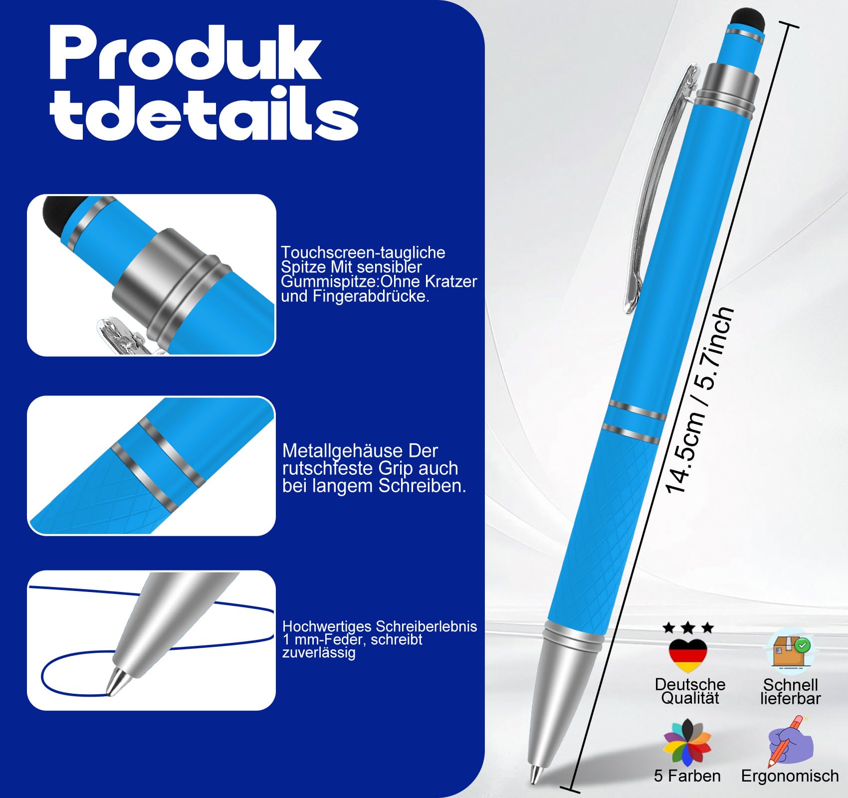Homewit 10–1000 STK Kugelschreiber Personalisiert mit Gravur,Touchpen,200 | Werbekugelschreiber für Firmenwerbung, Messen, Büros, Schulen, Abschlussfeiern, als Kunden-, Mitarbeiter- & Businessgeschenk