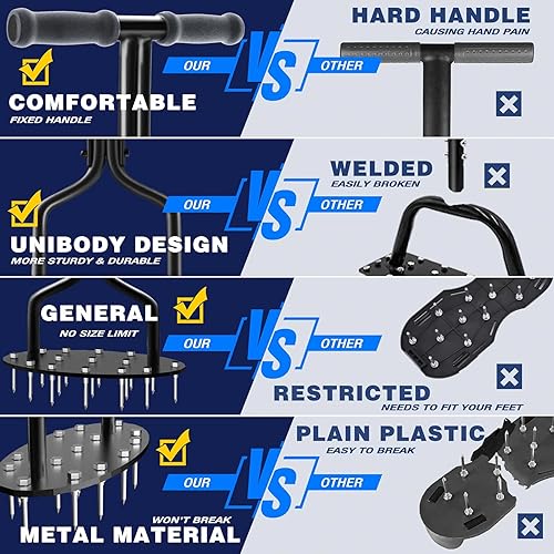 Miniatura 2 de EEIEER Aireador de púas de césped, herramienta de aireación manual con 15 picos, aireadores de patio con herramienta de limpieza para suelos