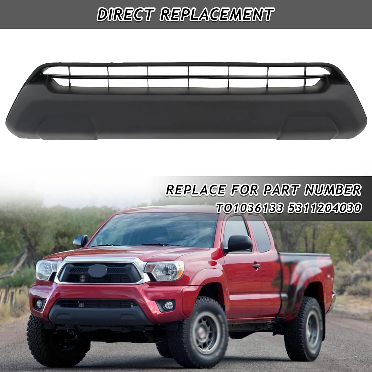 Bewild Front Lower Grille Fit For 2012 2013 2014 2015 Toyota Tacoma Front Bumper Lower Center Grille Grill Replacement for TO1036133, 5311204030 (Lower Grille)