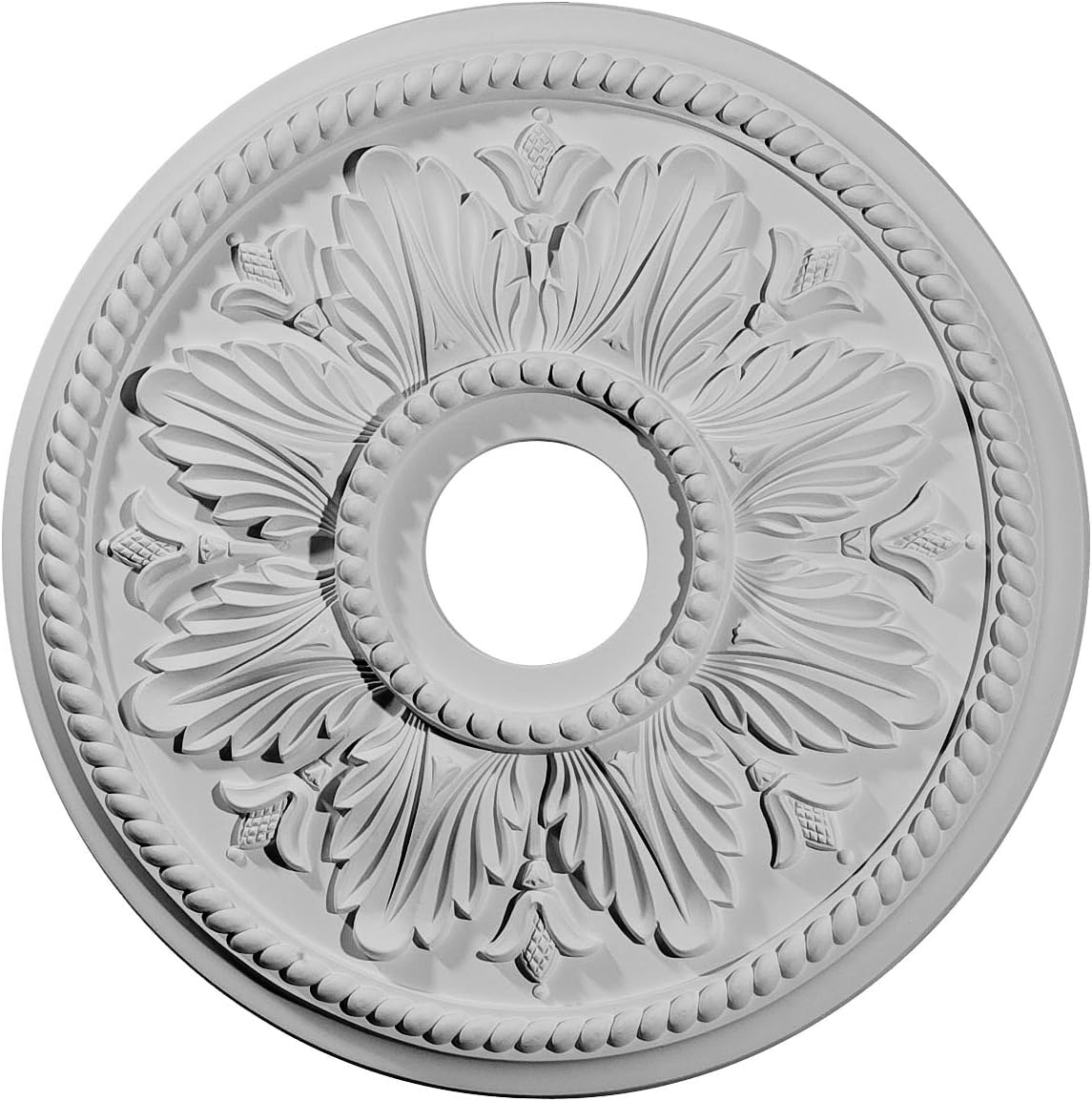 Ekena Millwork CM18ED1PCC Edinburgh Ceiling Medallion, 18 1/8"OD x 3 1/2"ID x 2 3/4"P, Hand-Painted Pot of Cream Crackle