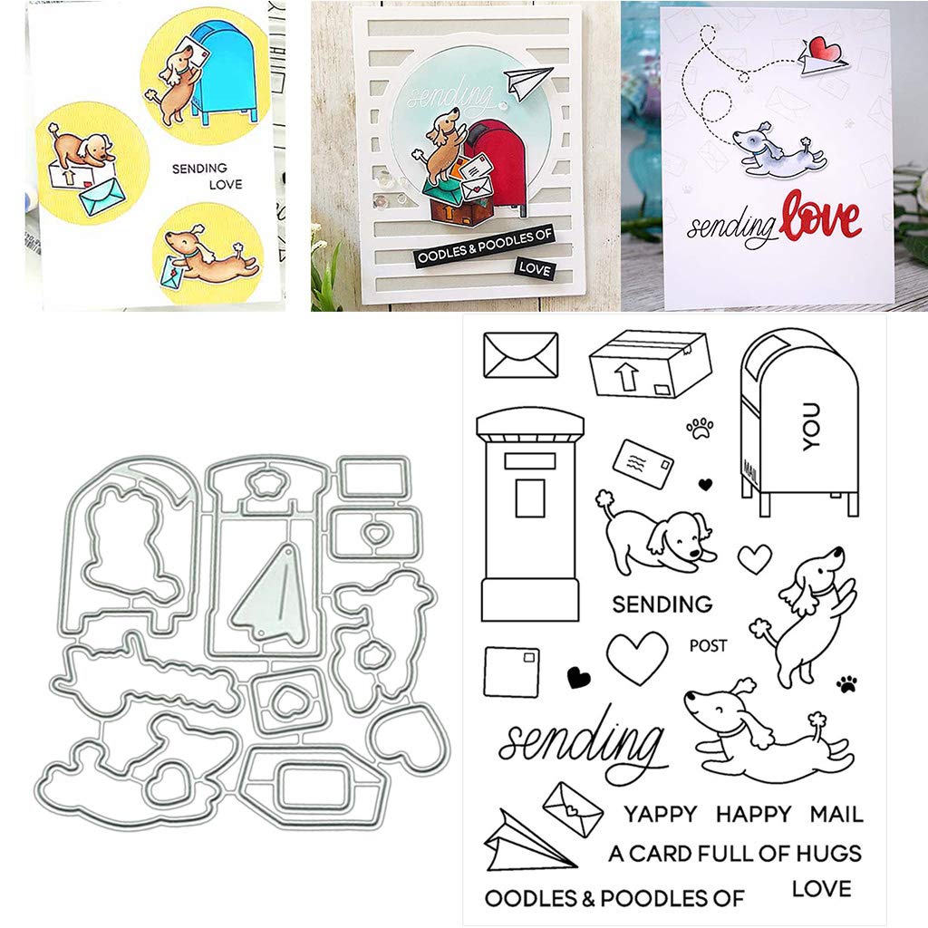 Mail Silicone Clear Stamp with Cutting Dies Stencil Set DIY Scrapbooking Embossing Photo Album Decorative Paper Card Craft Art Handmade