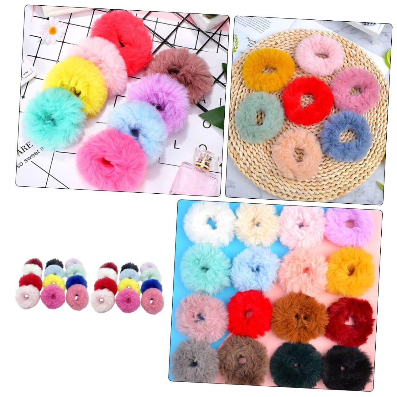 Homoyoyo 30 Piezas de Anillos Elásticos de Felpa Cabello para Mujer y Niña Buena Elasticidad y Diseño Sencillo para Uso Diario y Peinados Elegantes