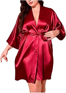 Pijamas para mujer, ropa de dormir, estilo casual, color liso, seda simulada, ropa para el hogar, batas de ajuste holgado