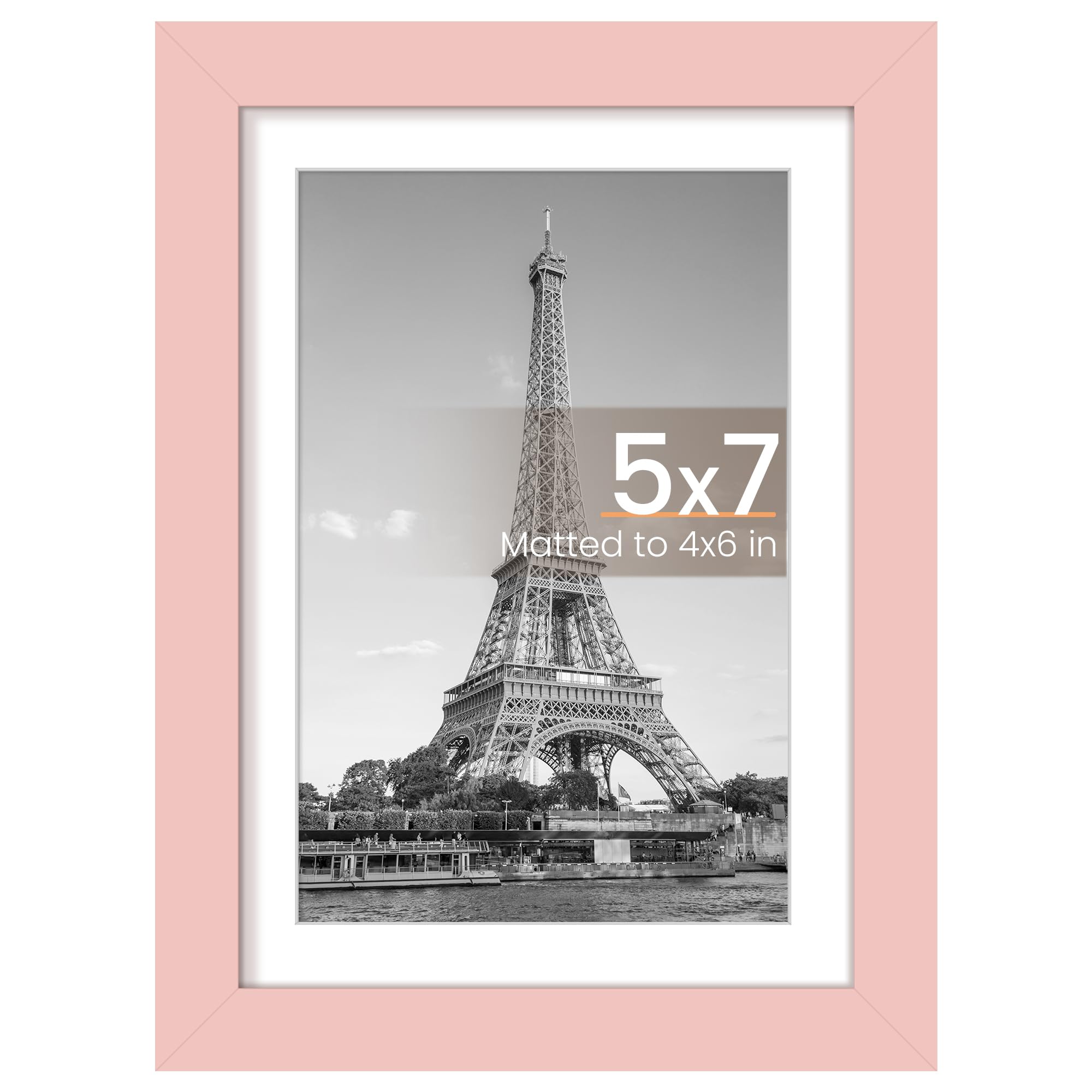 upsimples 5x7 Picture Frame, Display Pictures 4x6 with Mat or 5 x 7 Without, Wall Hanging Photo Frames, Pink, 1 Pack | 5 x 7 Small Frame, 4x6 Frame with Mat for Gallery Wall, Family, Baby, Dog, Dorm, Girls Room Decor, Christmas, Mothers' Day