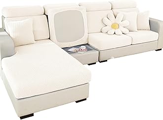 MIFXIN Magic Sofa Cover Stretch Universal Couch Cushion Covers L Shape Sectional Sofa Cushion Slipcover Furniture Protector (Weave White, Pillow Cover)