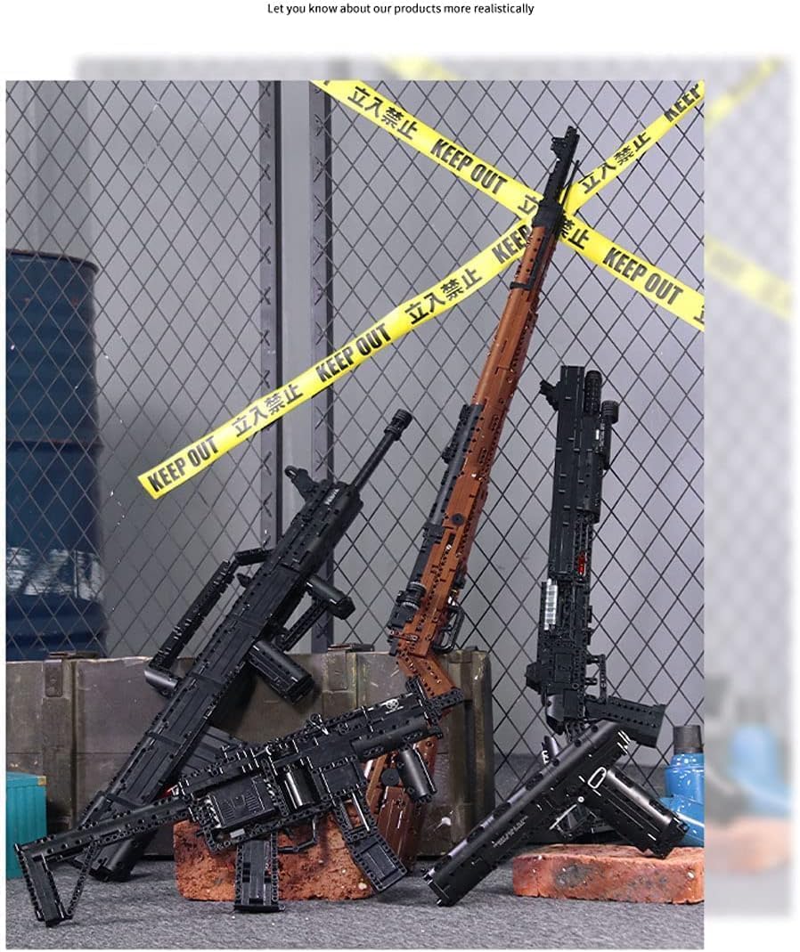 Kar Zestaw konstrukcyjny do karabinu 98K, 1206 elementów, zestaw do budowania, karabin snajperski Mauser 98K z funkcją strzelania, zabawka karabin snajperski dla dorosłych, dzieci, nastolatków