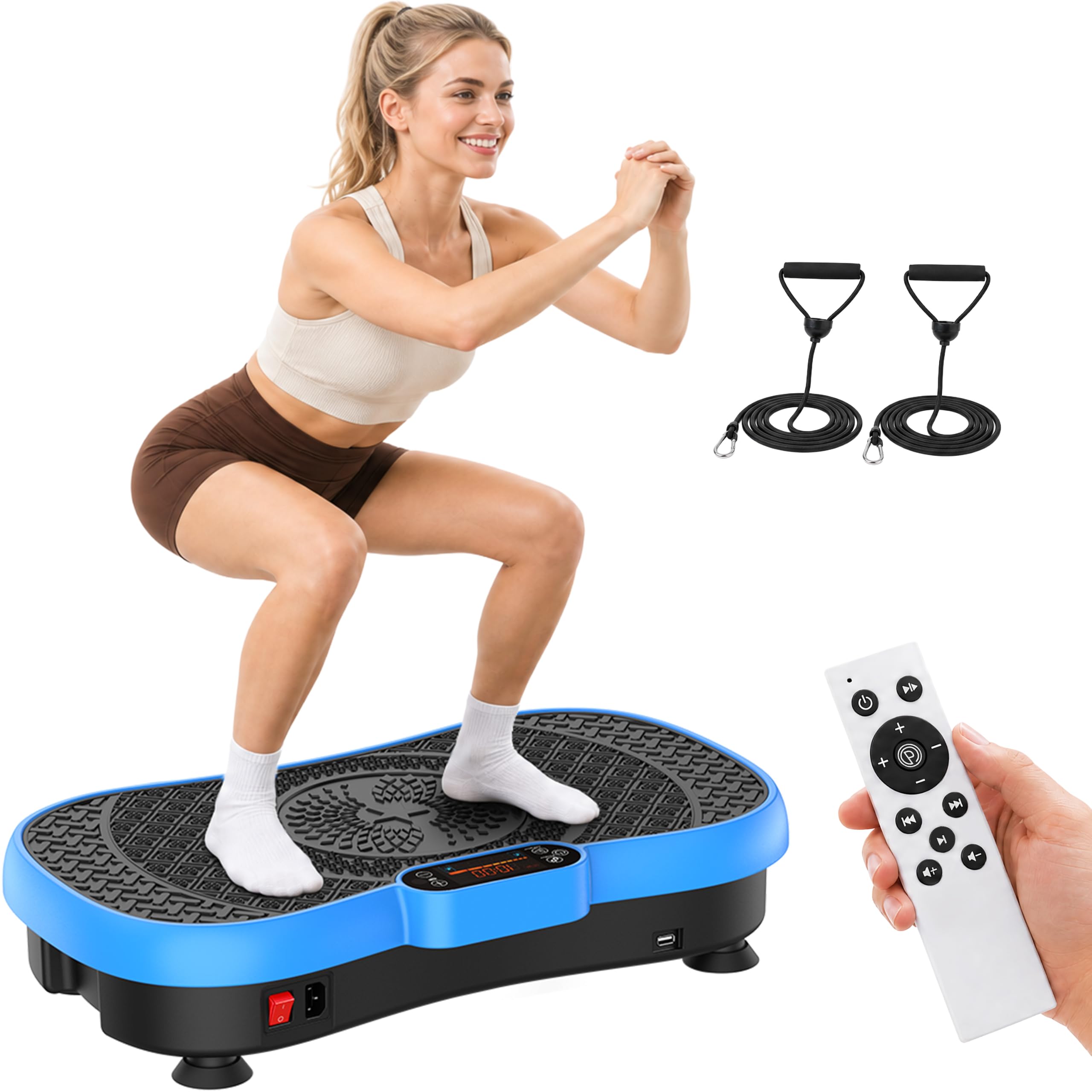 Pedana Vibrante, Vibration Plate Burever 180W, 200 Livelli di Intensità con 5 Programmi Preimpostati, Pedana Vibrante Per Allenamento Completo Con 2 Bande Elastiche E Telecomando