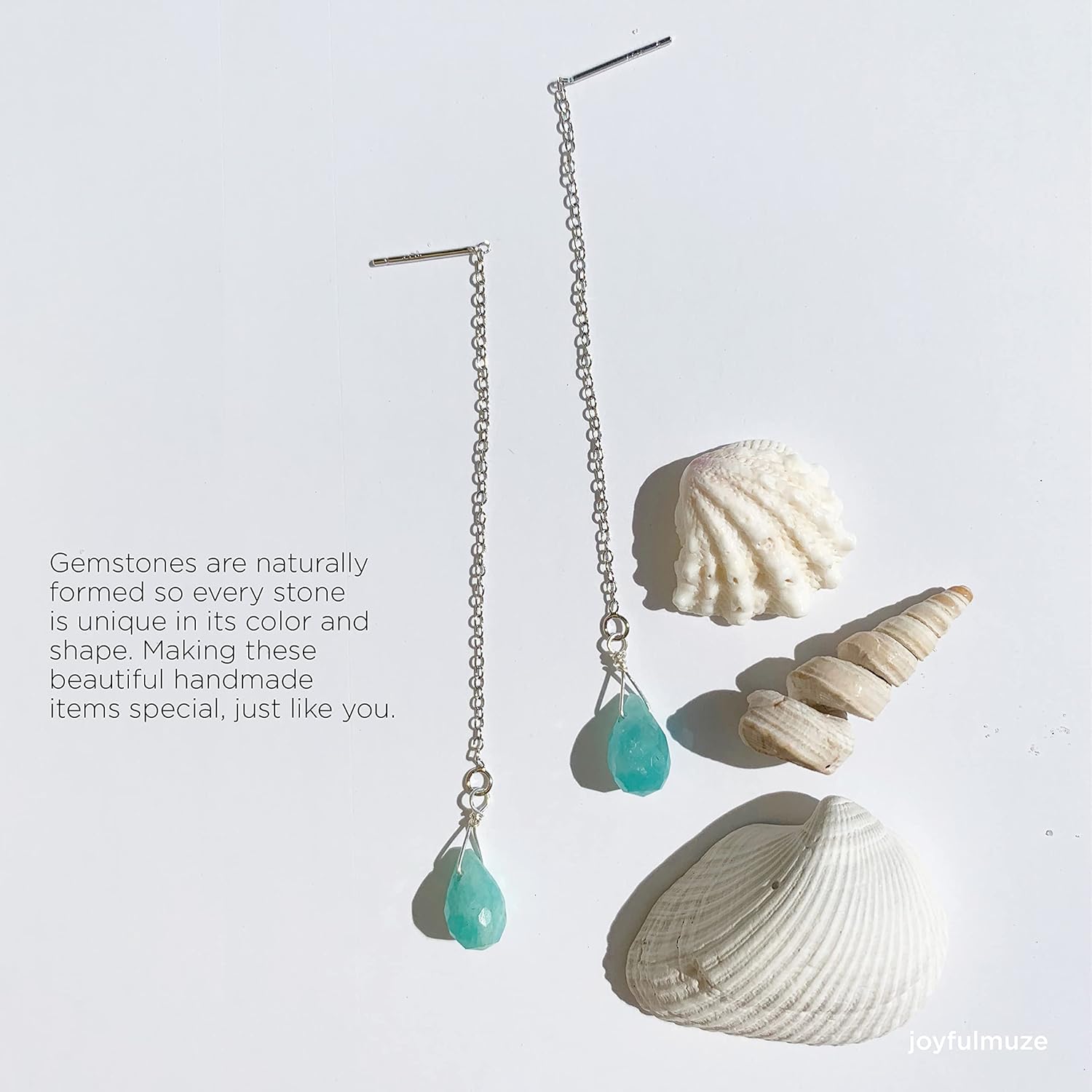 Long Chain Threader Earrings, Tassel Handmade Gemstones Quartz Crystals, Hypoallergenic 925 Sterling Silver, Jewelry Gifts for Girls Woman