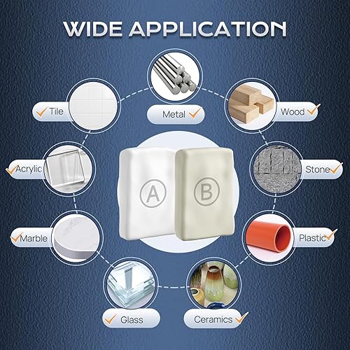 Miniatura 3 de Masilla epoxi, 7.05 oz de reparación rápida AB Epoxy Masilla, relleno de dos partes de alta resistencia para metal, madera, azulejos, cerámica,