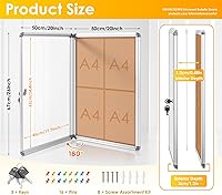 Vista 2 de SWANCROWN Tablero de anuncios cerrado a prueba de manipulaciones, tablero de información segura con puerta de acrílico, 26 x 20 pulgadas (4 x A4)
