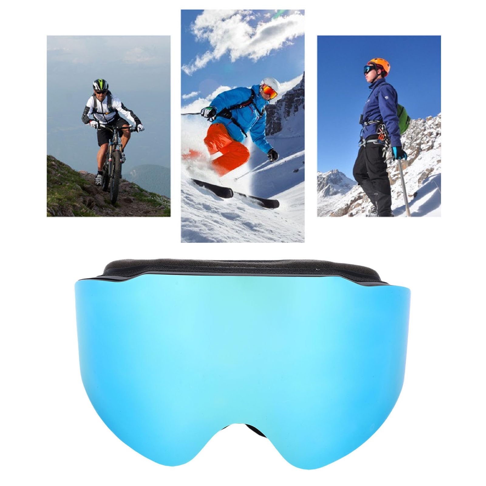 Occhiali da Sci per Uomo e Donna, Occhiali da Neve Antiappannamento a Doppio Strato in PC con Custodia per Snowboard e Motoslitta