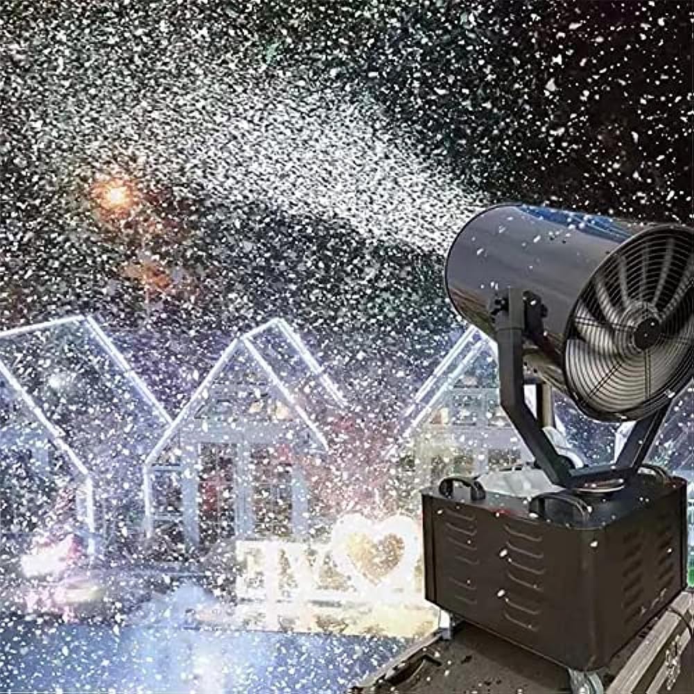 Urządzenie do robienia płatków śniegu 3000 W, z pilotem zdalnego sterowania, inteligentna głowica wstrząsająca 90°, odległość strumienia 12~15 m, pokrycie powierzchni 120 m², na Boże Narodzenie
