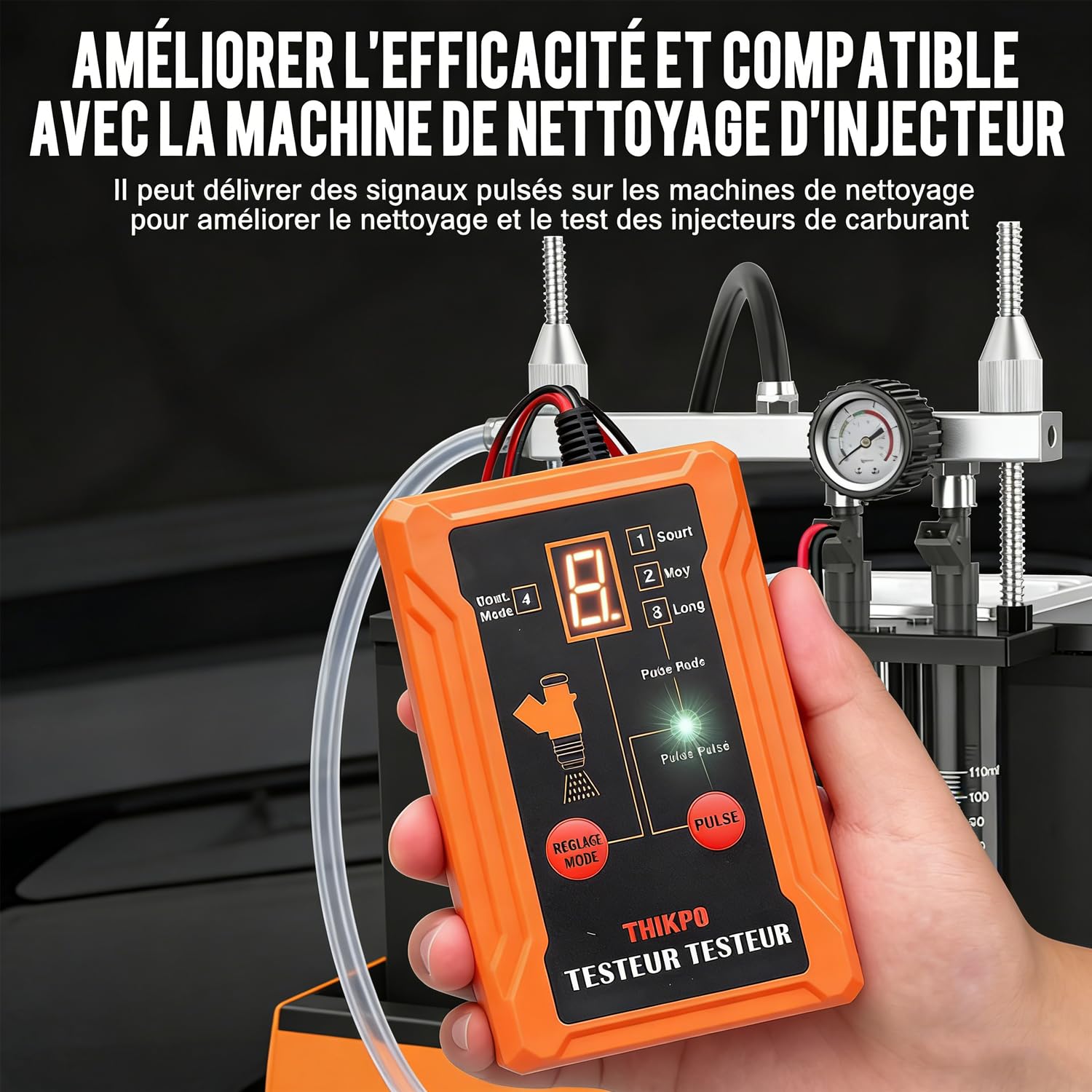Tester dysz wtryskowych, zestaw do czyszczenia wtryskiwacza z 4 adapterami, 12 V, zestaw do czyszczenia wtryskiwacza paliwa z 4 adapterami i 4 przewodami testowymi i 8 trybami impulsowymi Beley
