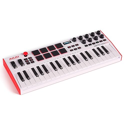 Akai Professional MPK Mini Plus - USB MIDI Keyboard Controller with 37 Mini Keys, 8 MPC Pads, Sequencer, MIDI/CV/Gate I/O and Native Instruments Sound Package, White Limited Edition - white - MIDI Keyboard only