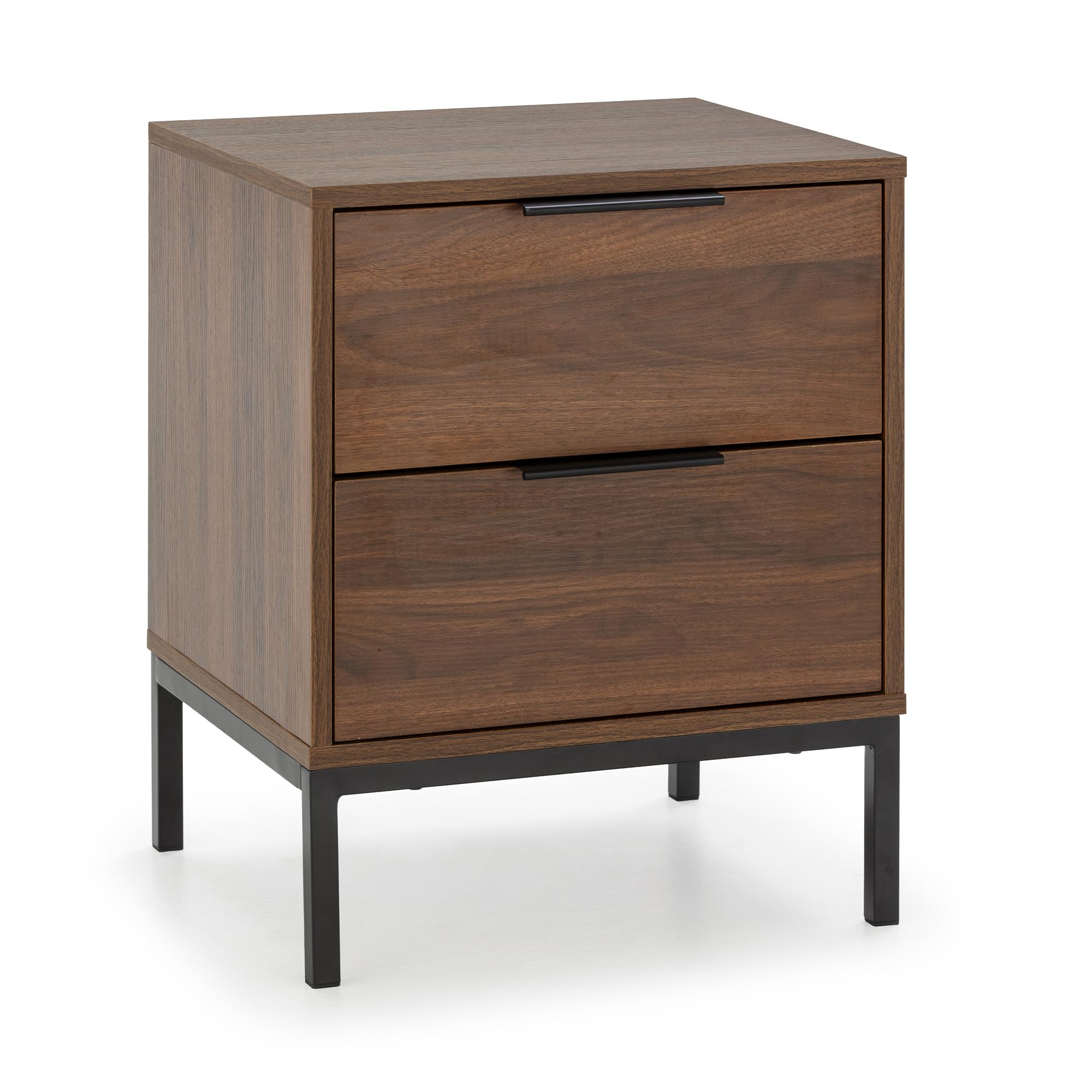 HOMN LIVING Mesita de Noche Auri 2 cajones Color Nogal, 50 cm (Ancho) 40 cm (Profundo) 55 cm (Altura)
