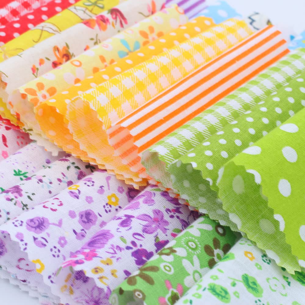 No Repeat Random Design Printed Floral Cotton Quilting Squares Fabric for Sewing Tissue to Patchwork,Quilting Bundles (10X10CM 50pcs)