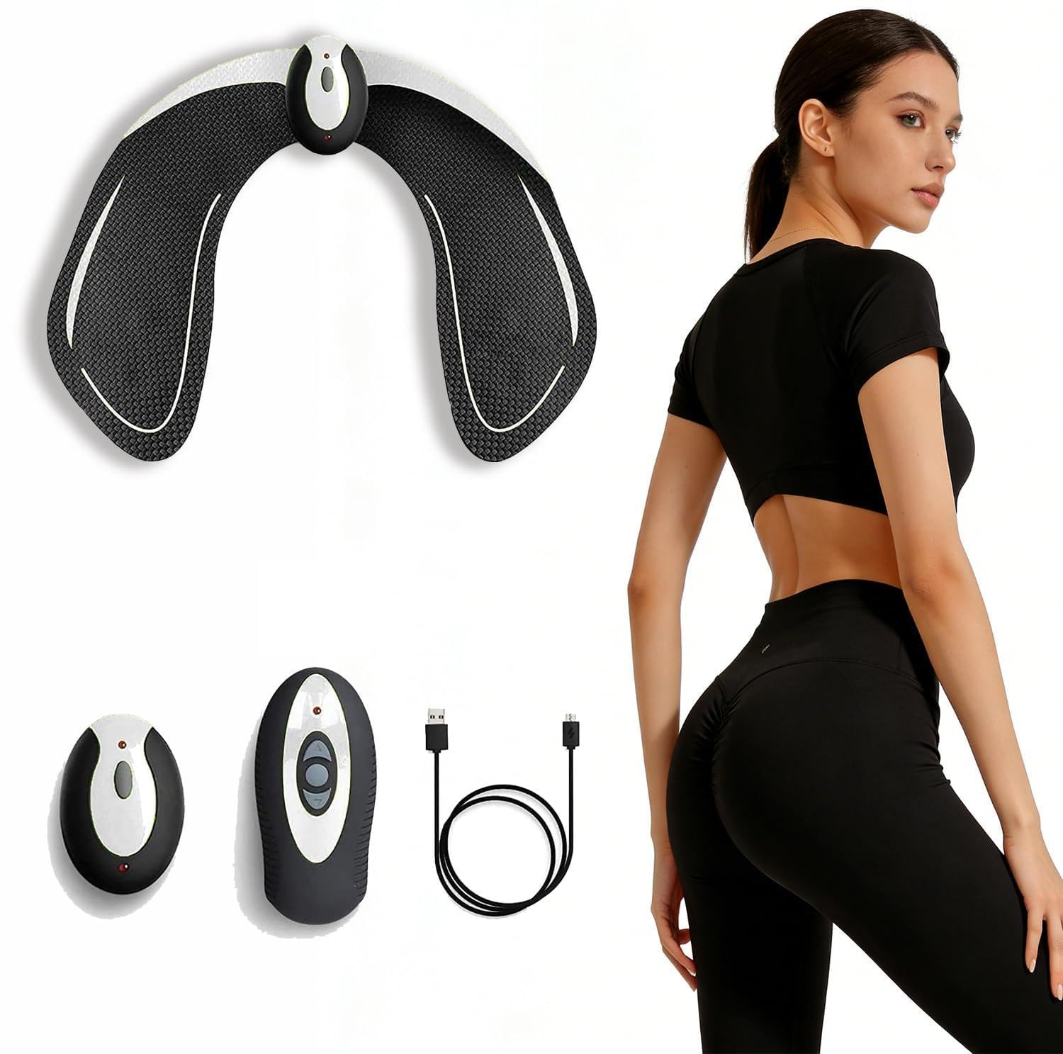 YUCEN EMS Hip Trainer,Electric Muscle Stimulator,Women & Men Smart Body Sculpting Machine,Buttock Firming Trainer,with Remote Control,USB Charging,For Shaping, Tightening & Toning Muscles
