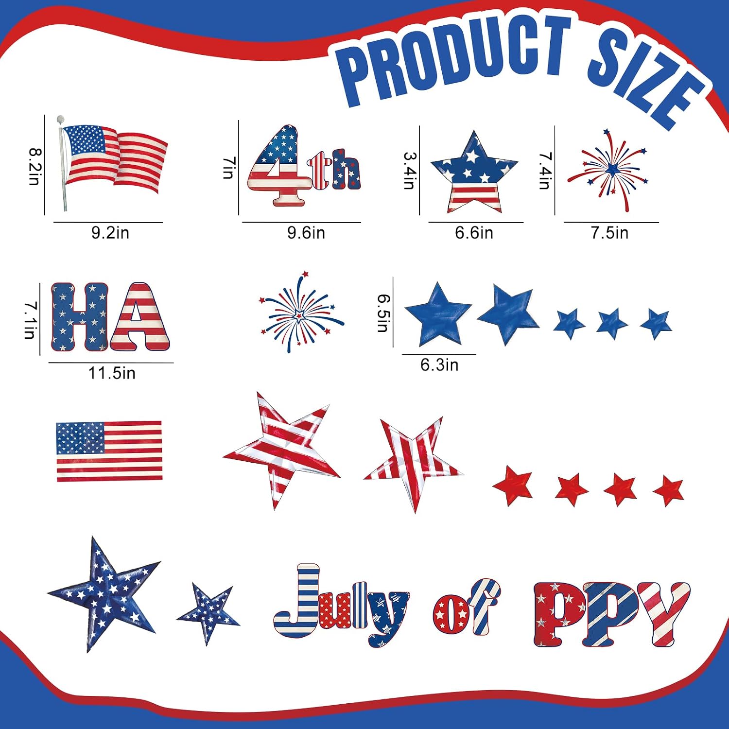 FYSUIMU 22 Pcs Happy 4th of July Garage Magnets Decoration Patriotic American Flag Star Garage Door Decals Red Blue Magnetic Refrigerator Stickers for 250th Anniversary Independence Day Home Party