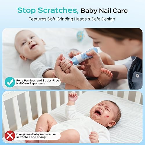 Miniatura 7 de COSLUS Lima de uñas recargable para bebé recortadora de uñas eléctrica inalámbrica con 5 velocidades y 6 cabezales de molienda para bebé,