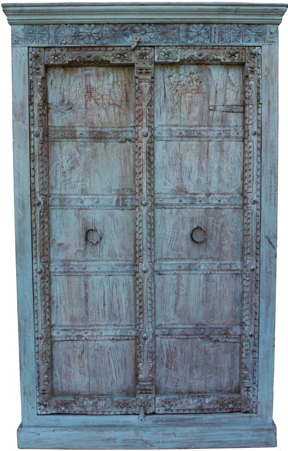 GURU SHOP Szafa na ubrania, lite drewno, styl vintage – model A18, 184 x 115 x 42 cm