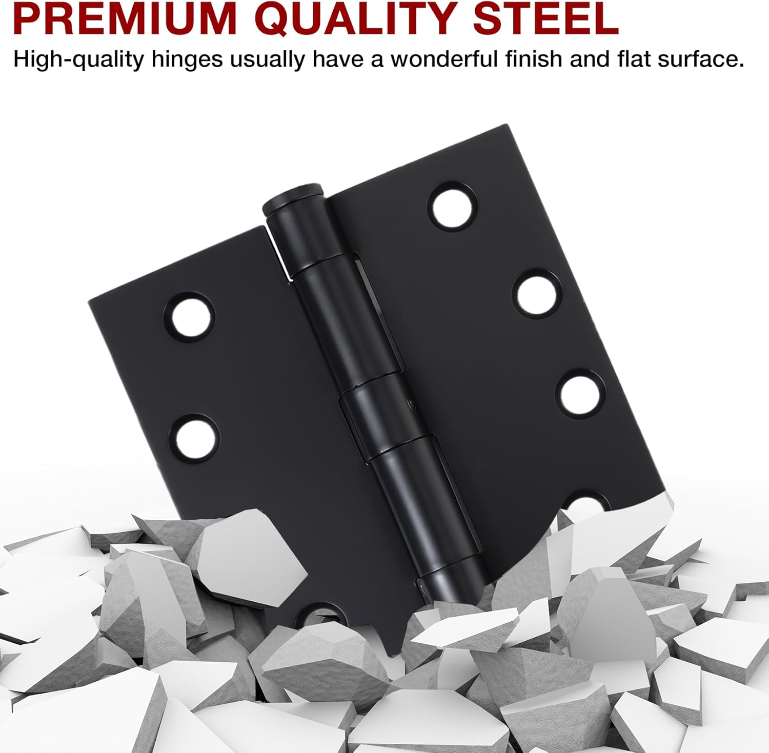 3 Pack 4.5 Inch Heavy Duty Hinges Black Square Corner Commercial Door Hinges 4-1/2 x 4-1/2 Industrial Grade Hinge Full Mortise Interior/Exterior Hinge for Doors Residential Office Cafe Garage