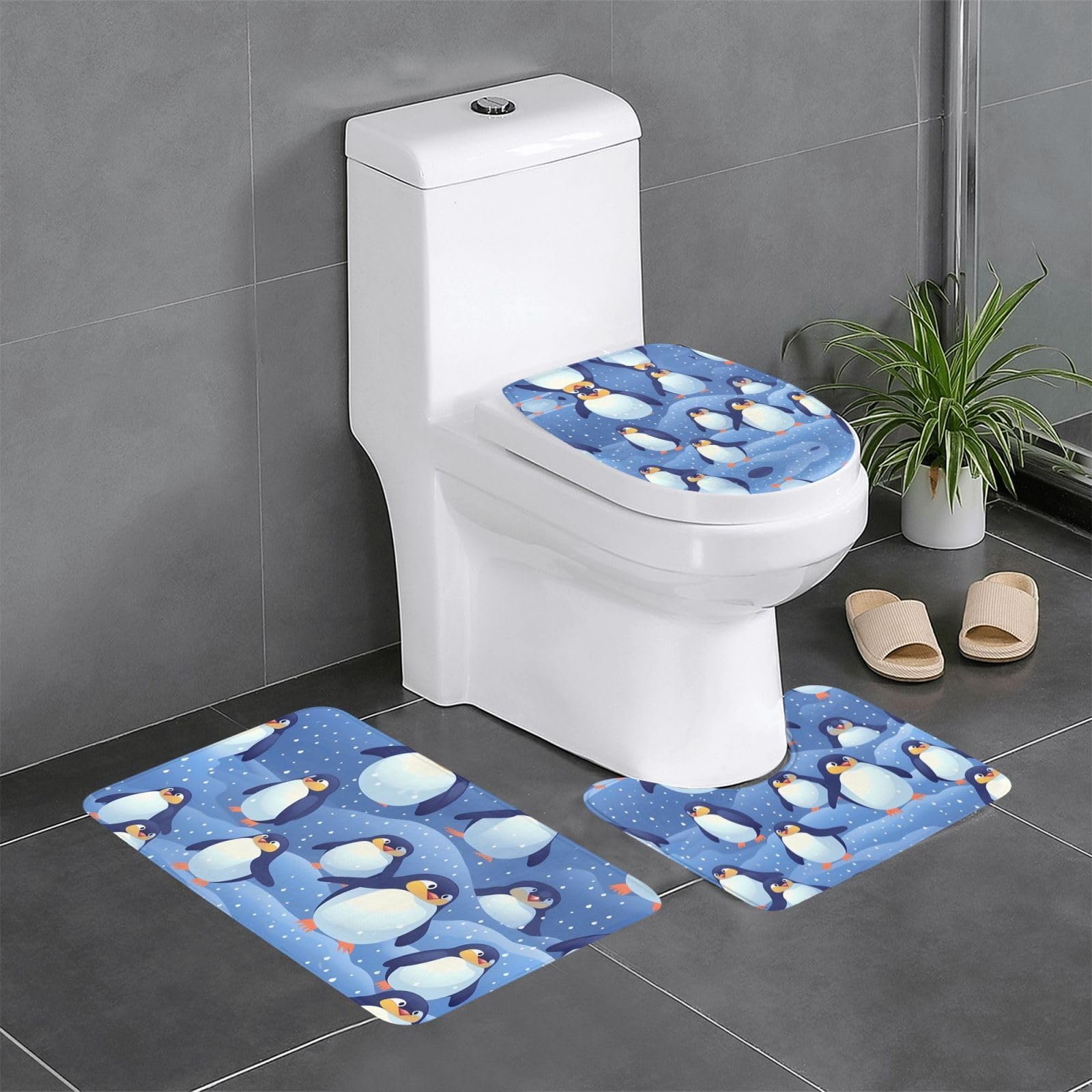 Tapis de salle de bain antidérapants évitez le sol froid et humide avec ce lot de 3 tapis pingouin