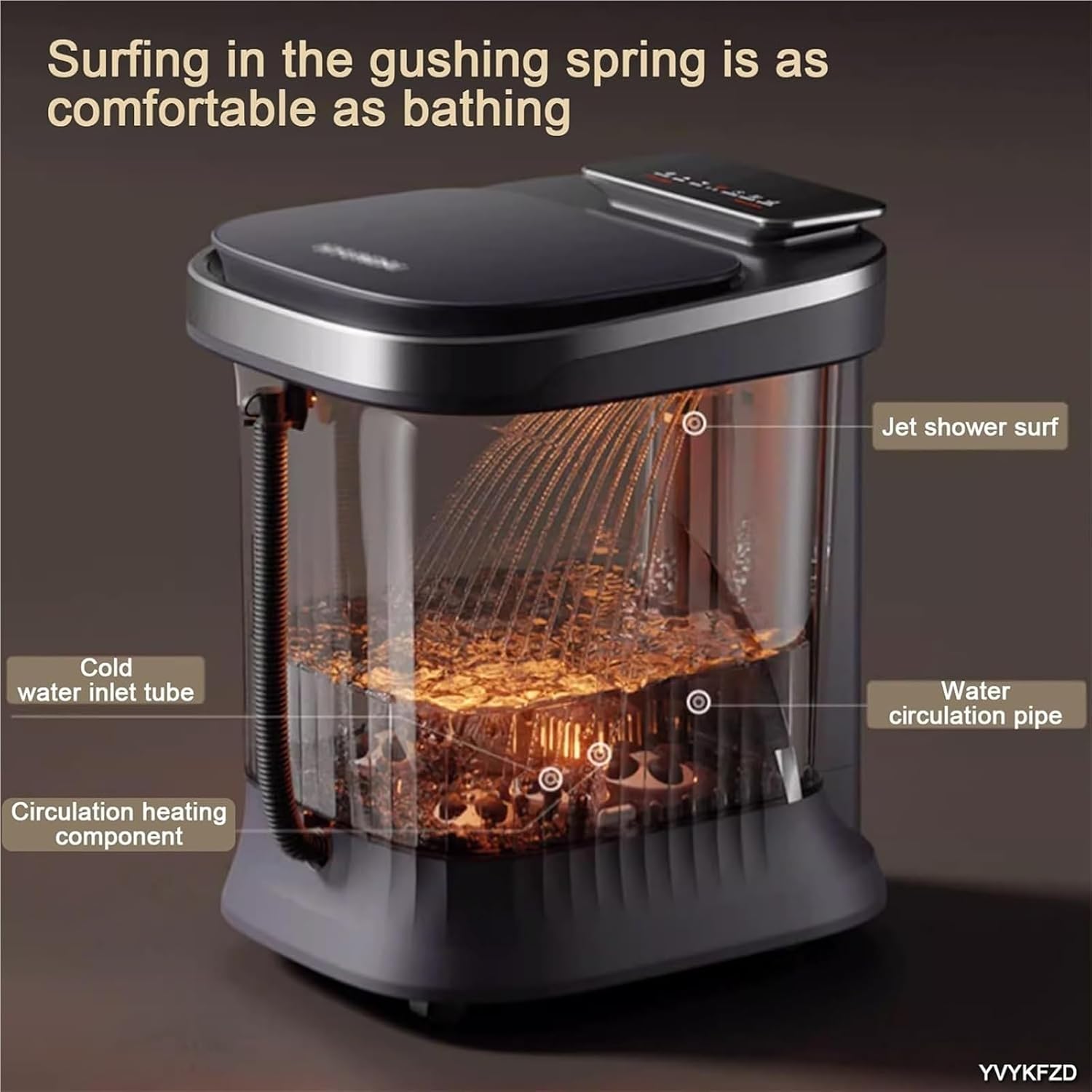 Foot Spa Bath Massager with Heat， Foot Soak Tub with Lid Removable Massage Rollers Heat Temperature Control