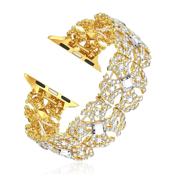 KAGREC Bling Watch Band Compatible with Apple Watch 38mm 40mm 41mm 42mm 44mm 45mm 46mm for iWatch SE Series 10 9 8 7 6 5 4 3 2 1 Ultra, Rhinestone Apple Watch Band Diamond Dressy Bracelet Women