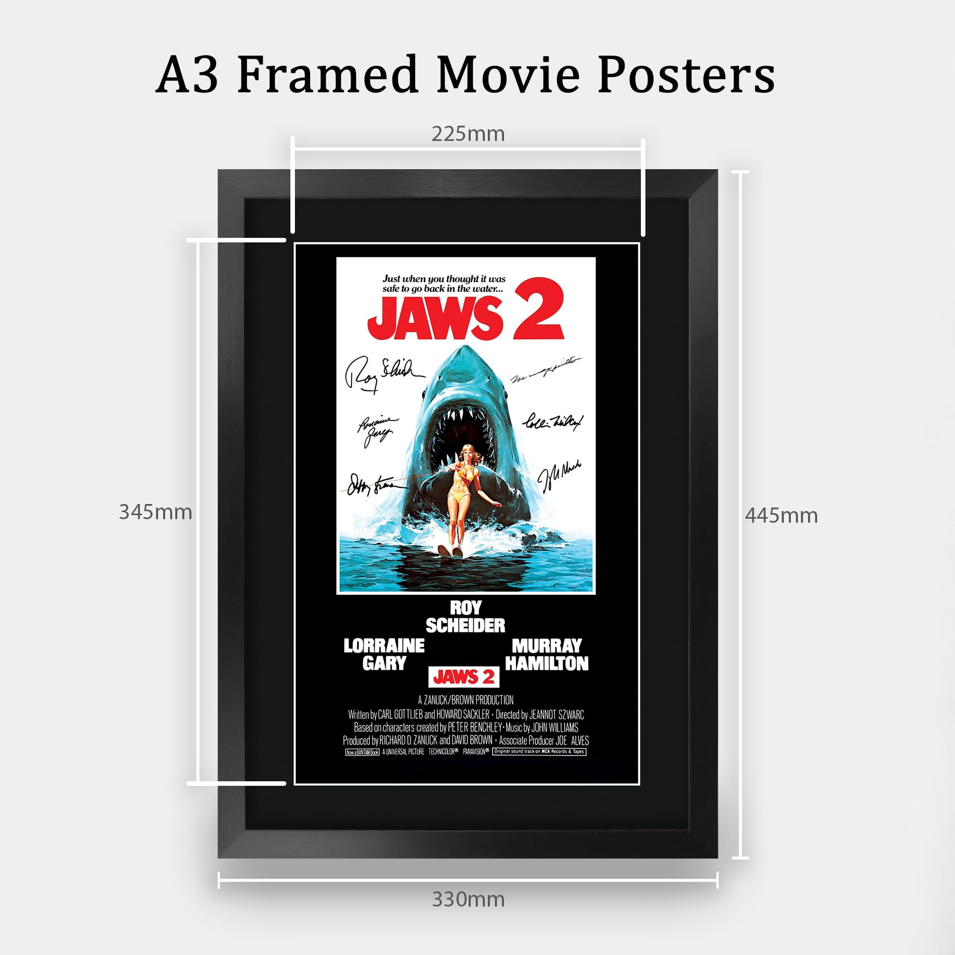 HWC Trading FR A3 Jaws 2 Gifts Printed Poster Signed Autograph Picture for Movie Memorabilia Fans - A3 Framed - Image 2