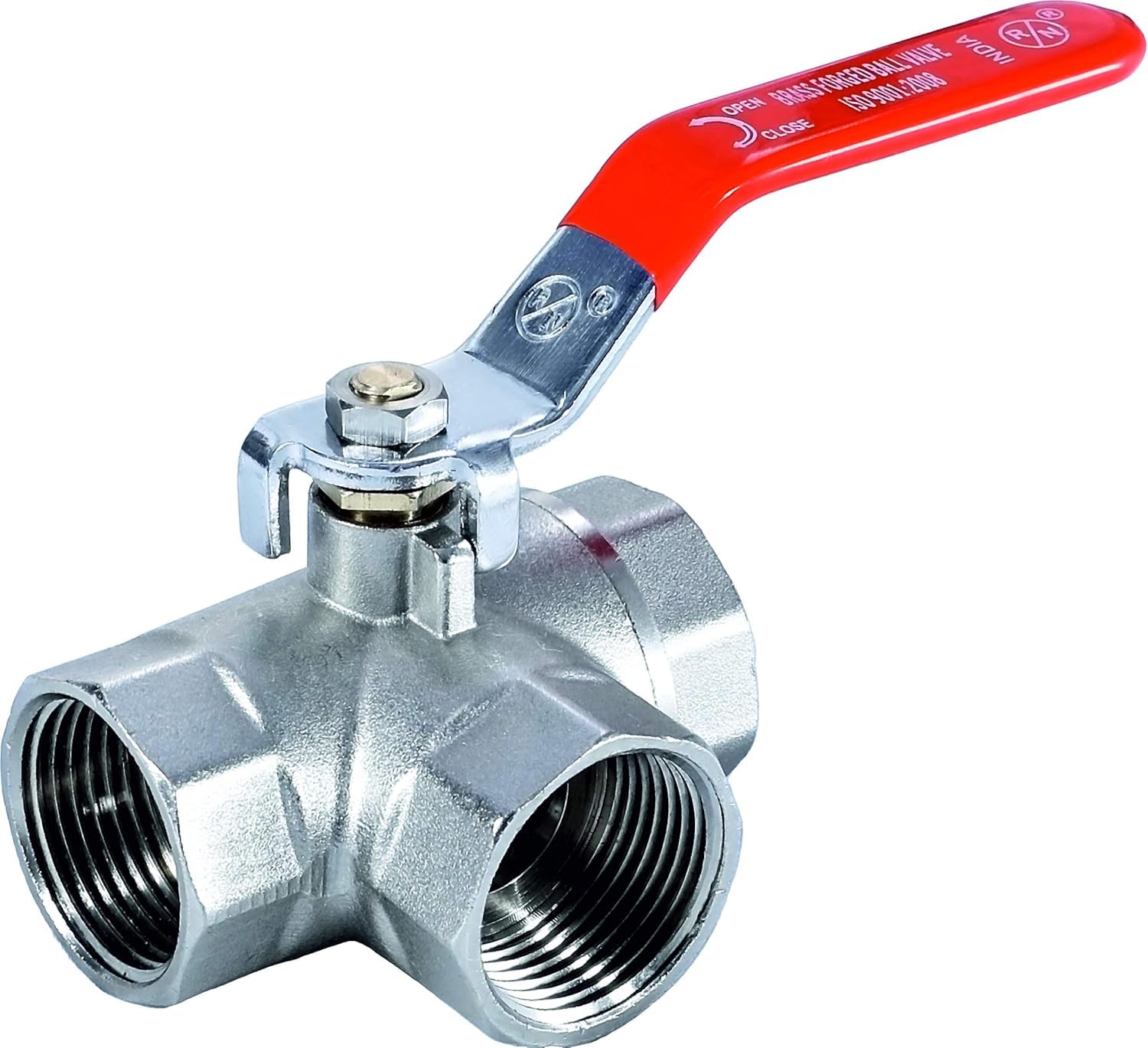 Nickle Plated Three Way Ball Valve 1-1/2 Inch (32mm) for Irrigation, Water Treatment and Swimming Pool Equipment Applications - RNBV172032-picture-32