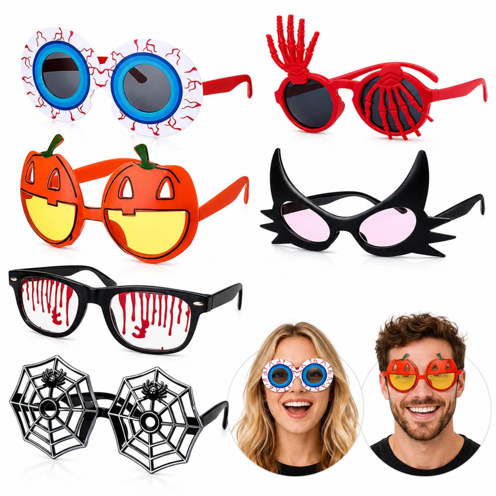 6 Pieces Halloween Theme Glasses Kit,Halloween Costumes Accessories,Funny