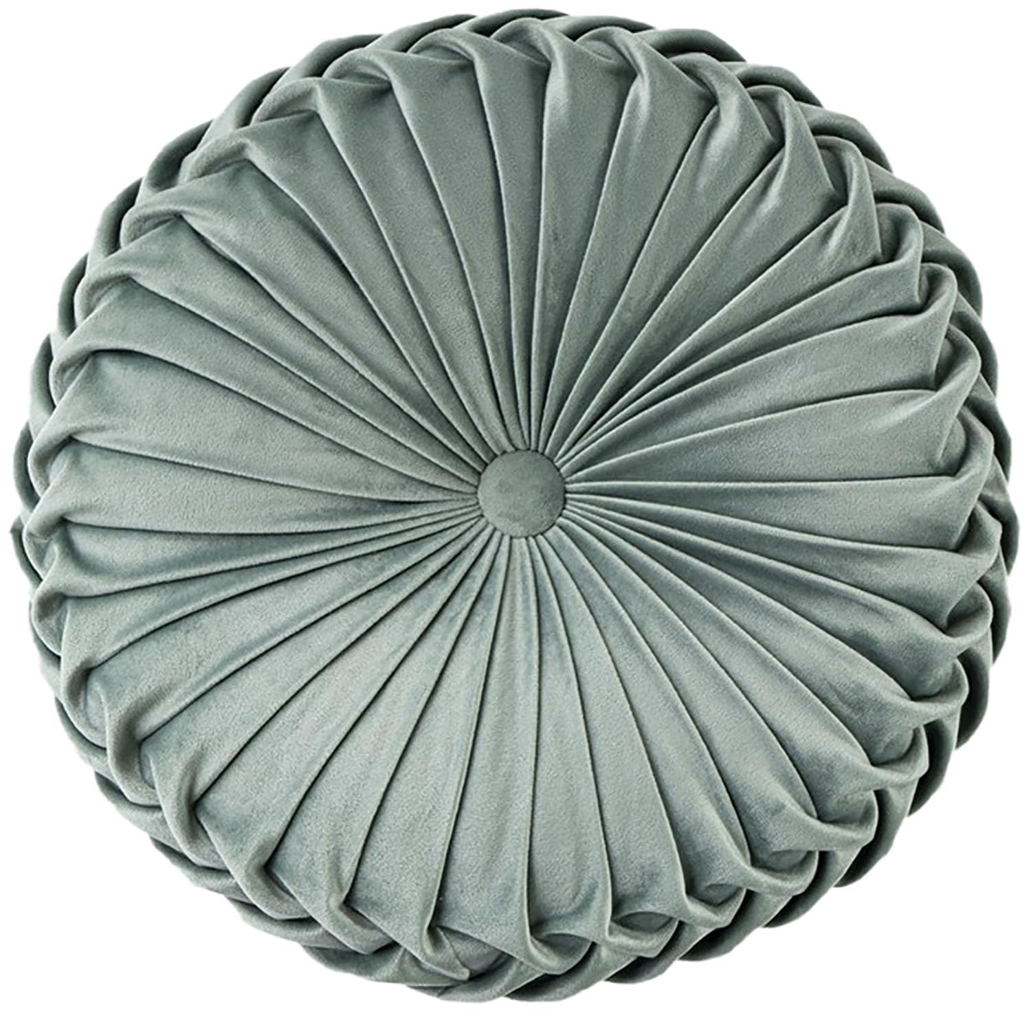 Okrągła dekoracyjna aksamitna poduszka medytacyjna 35 cm poduszka promieniowa do salonu sofa łóżko krzesło podłoga samochód sypialnia (jasnozielony D: 35 cm x 10 cm)