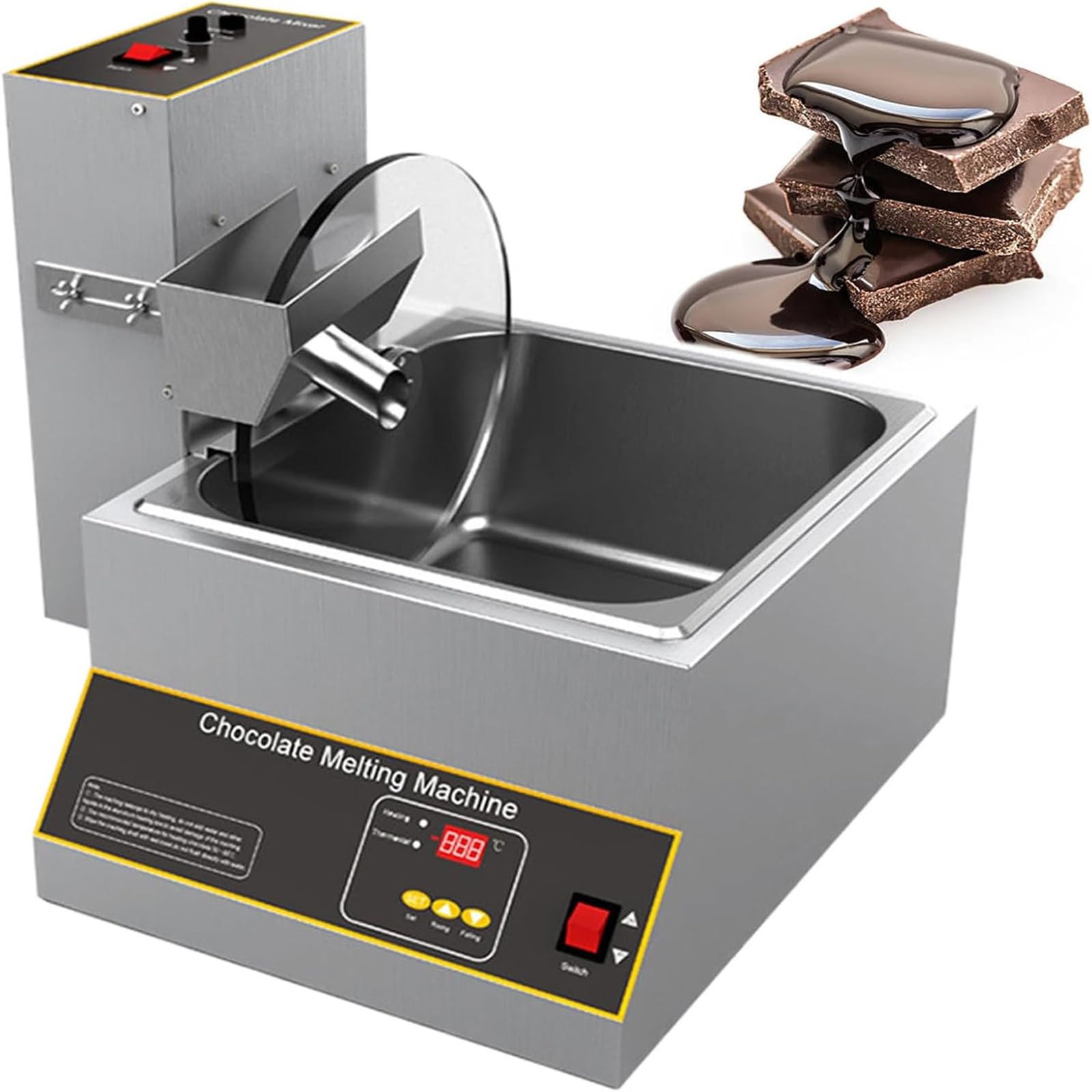 Máquina de templado de chocolate con horno de fusión, velocidad ajustable para templado y recubrimiento, acero inoxidable, fusión uniforme para hacer chocolates profesionales