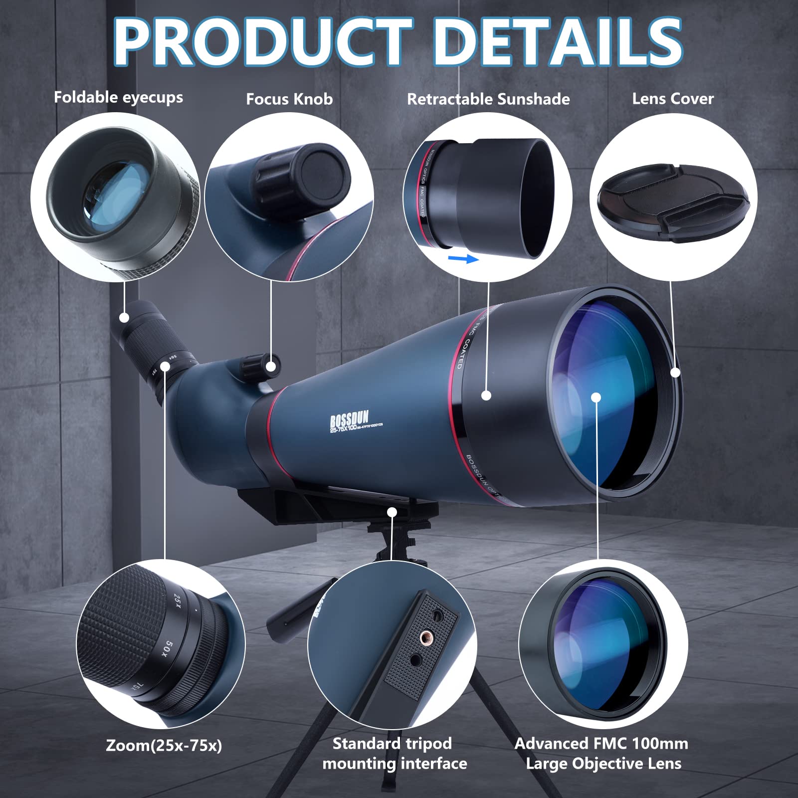 Cannocchiale 25-75x100 Con Treppiede E Adattatore Telefono - Per Caccia E Birdwatching - Foto 9