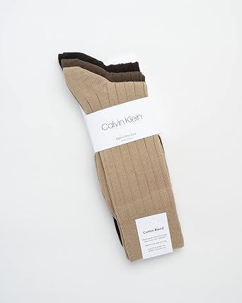 Calvin Klein Mens Dress Socks - 3 Pack Breathable Cotton Blend Patterned Crew Socks for Work, Business, and Formal Wear
