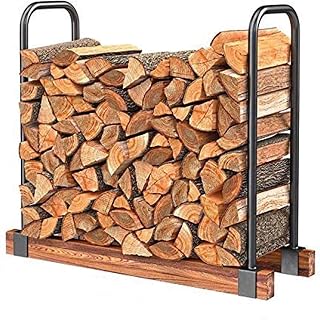 DOEWORKS Heavy Duty Adjustable Firewood Rack Brackets - Powder-Coated Steel Log Holder for Indoor/Outdoor Storage