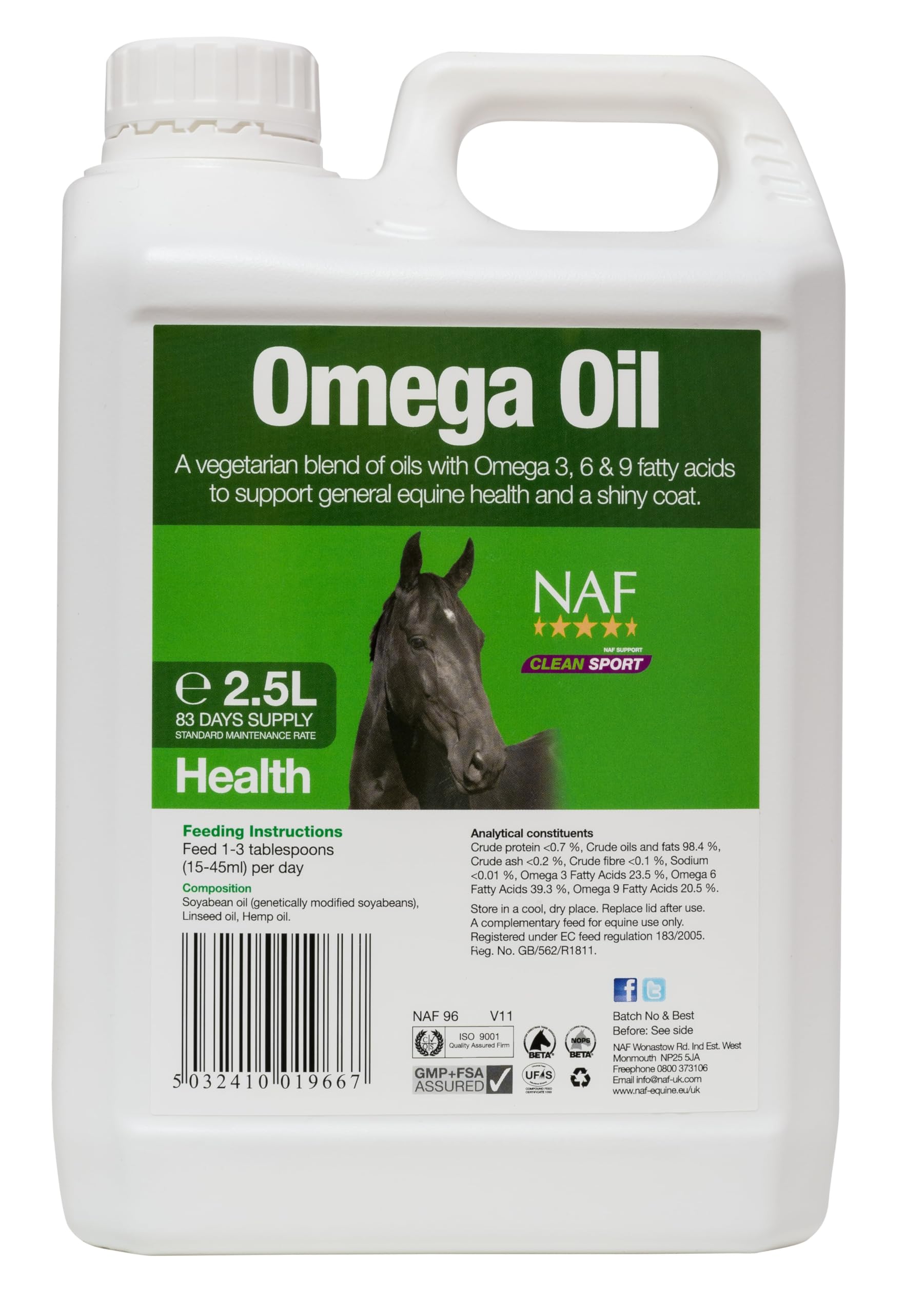 Naf Omega Oil For Horses - Litre Bottle Size 5