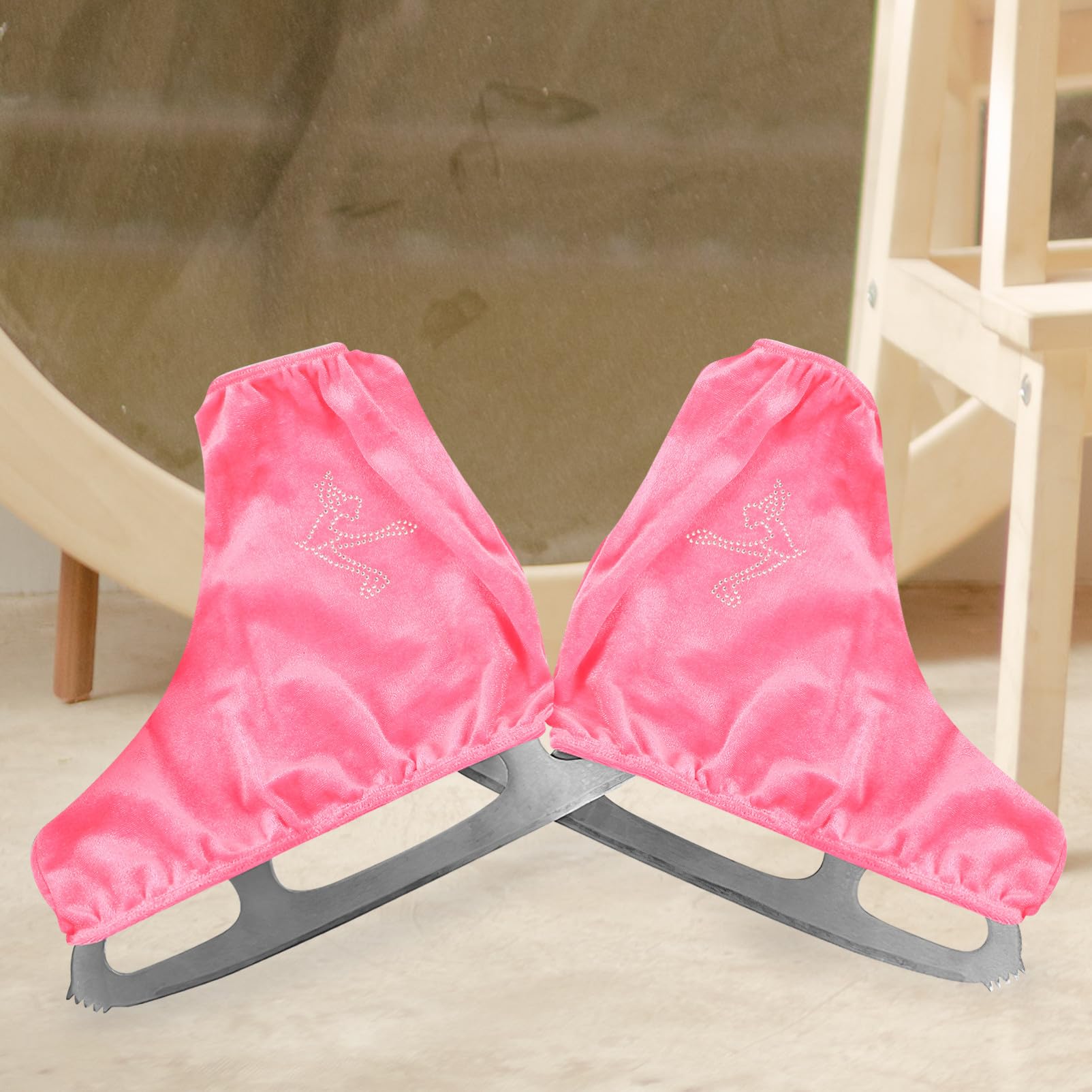 Copriscarpe per Pattini da Figura in Poliestere Rosa, Design Aderente e Flessibile, per Pattinaggio su Ghiaccio e Roller Skating
