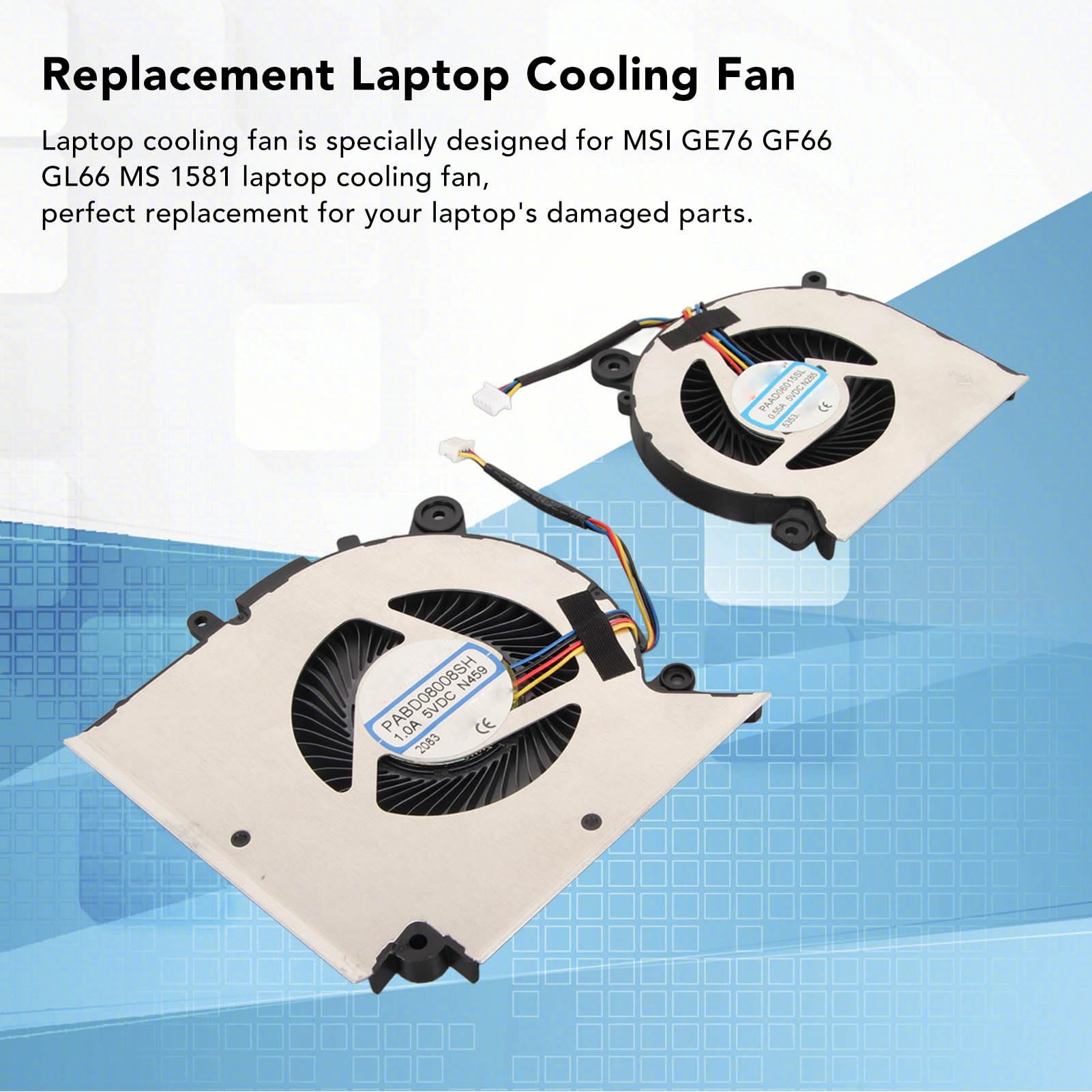 Ventola di Raffreddamento per Laptop GF66 GL66 MS 1581 di Ricambio con Connettore di Alimentazione a 4 Pin, Lega di Alluminio Premium e Materiale ABS, Facile da (GPU