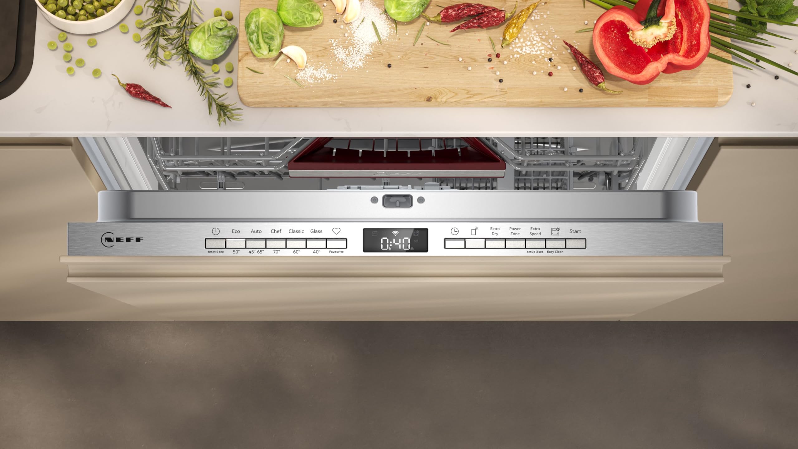 NEFF S155EAX16E N 50 Smarter Geschirrspüler Vollintegriert 60 cm Spülmaschine Made in Germany Besteckkorb Open Dry Chef 70ºC