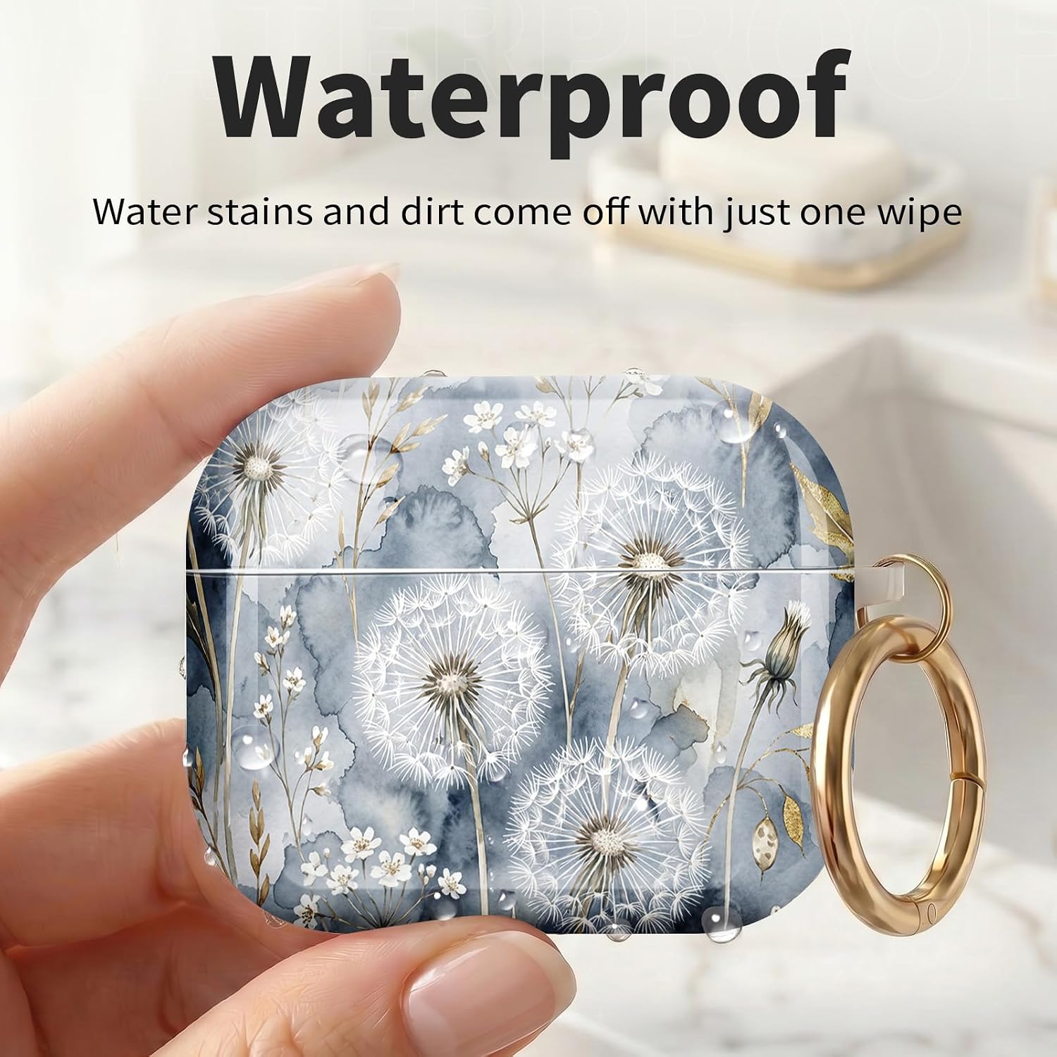 for AirPods Pro 3 Case 2025 Cute Patterns Soft TPU Cover-Blue Dandelion