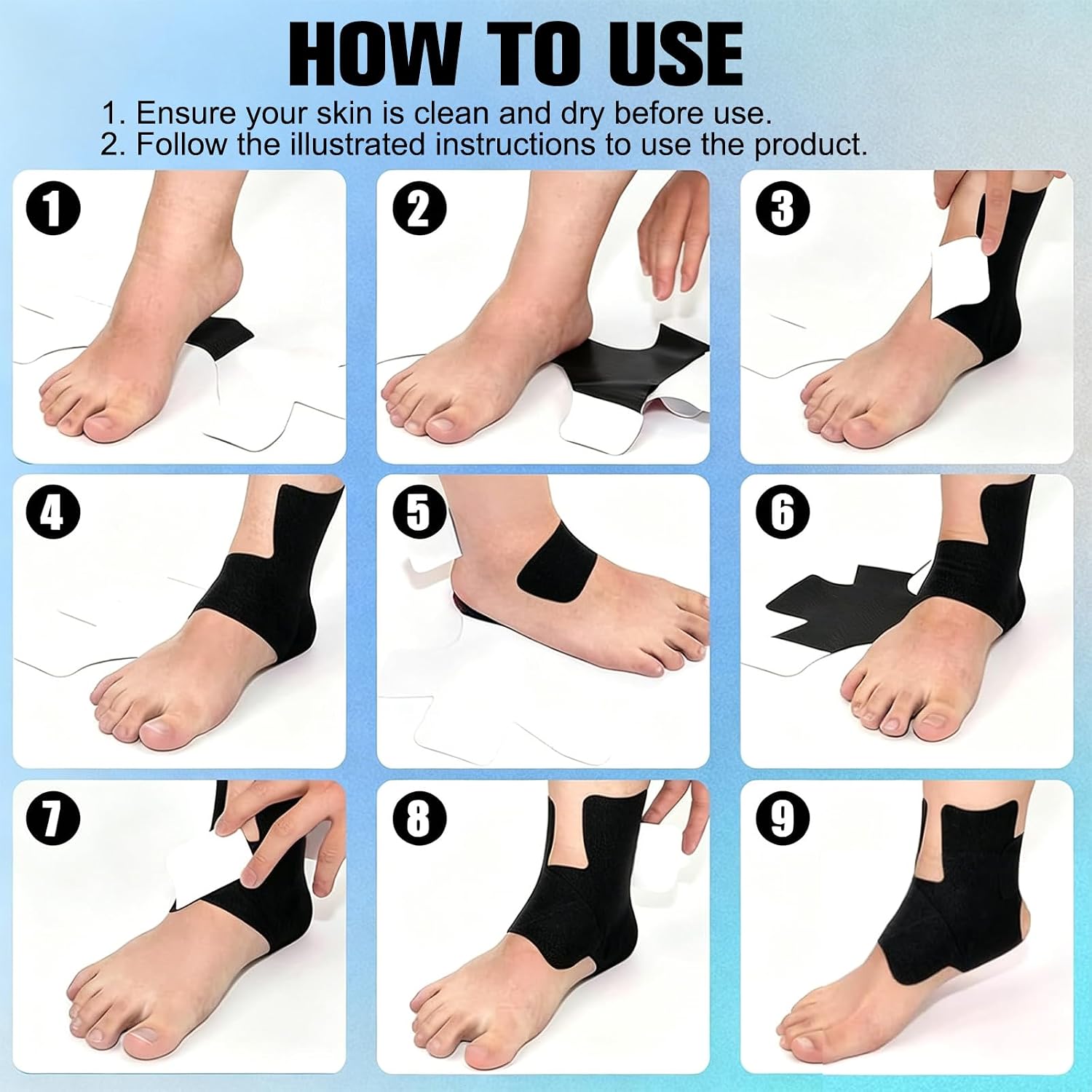 12 Pcs Precut Kinesiology Tape For Ankle And Knee Breathable Elastic Athletic Tape For Joint Support During Sports Training Daily Fitness And Extended Standing (M1)